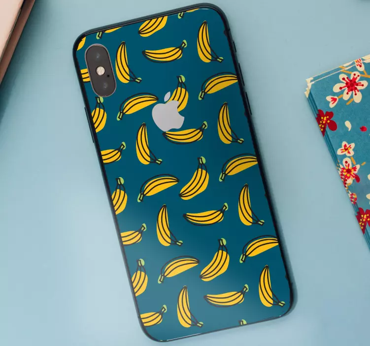 Gule bananer over en grå bakgrunn iphone skin - Tenstickers