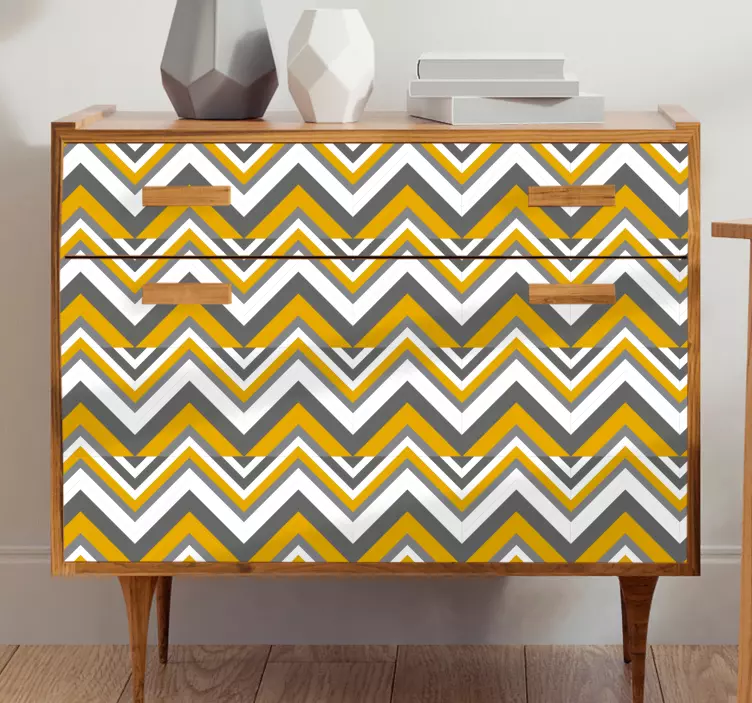 Gule og grå sikksakk linjer nordisk stil klistremerke møbler - Tenstickers