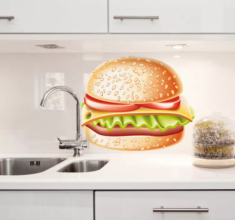Gylden hamburger sandwich-dekal - Tenstickers
