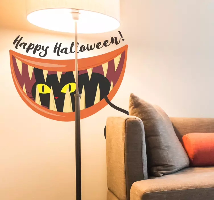 Halloween svart katt klistremerke - Tenstickers