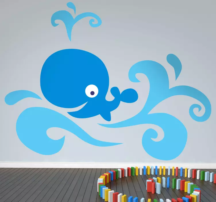 Happy blue whale kids-klistremerke - Tenstickers