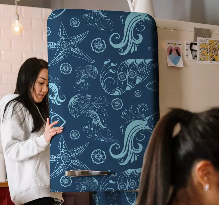 Havliv i havet kjøleskap klistremerke - Tenstickers