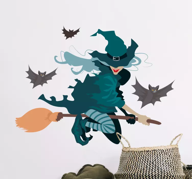 Hekseflyging halloween klistremerke - Tenstickers