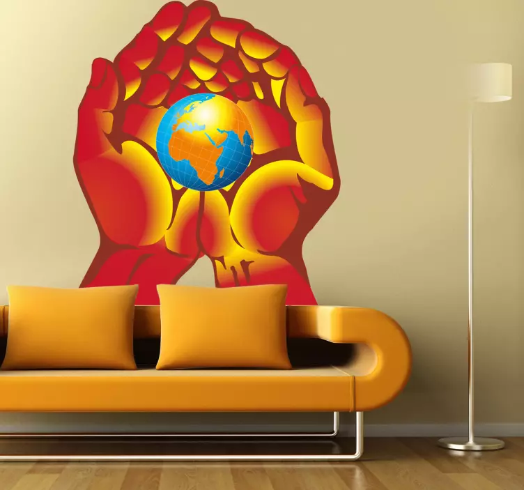 Hender som holder jordklistremerket - Tenstickers