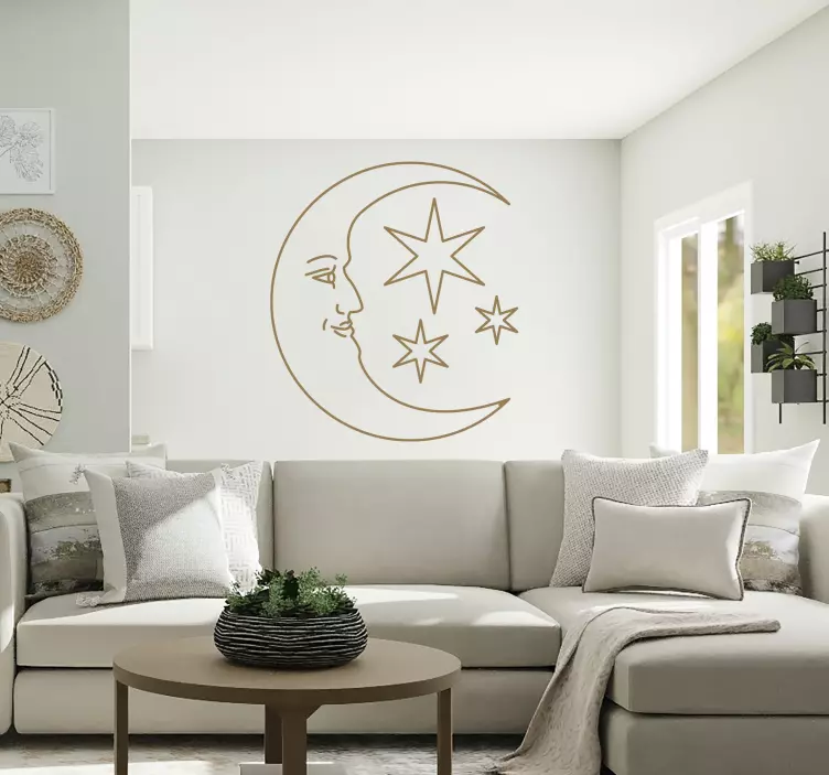 Himmelsk måneansikt natur klistremerke - Tenstickers