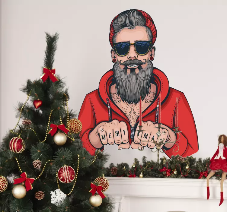 Hipster santa claus stue vegg innredning - Tenstickers