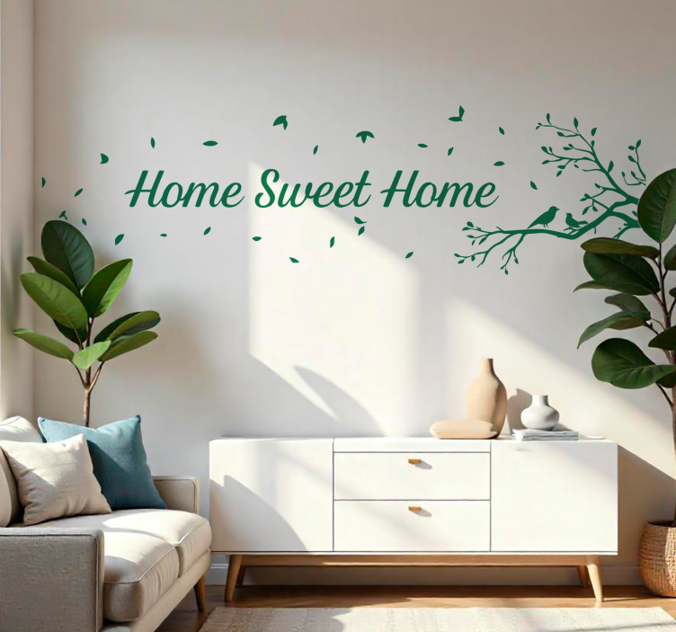 Hjem, søtt hjem, med blader wallsticker - Tenstickers