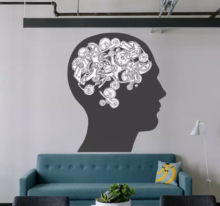 Hjerne med tannhjul vitenskap klistremerker - Tenstickers