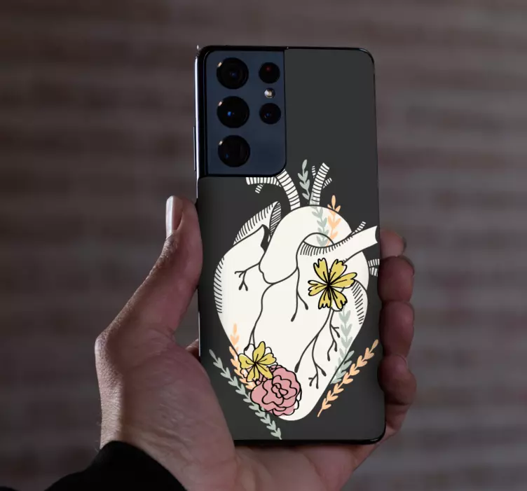 Hjerte blomsterdesign Samsung klistremerke - Tenstickers