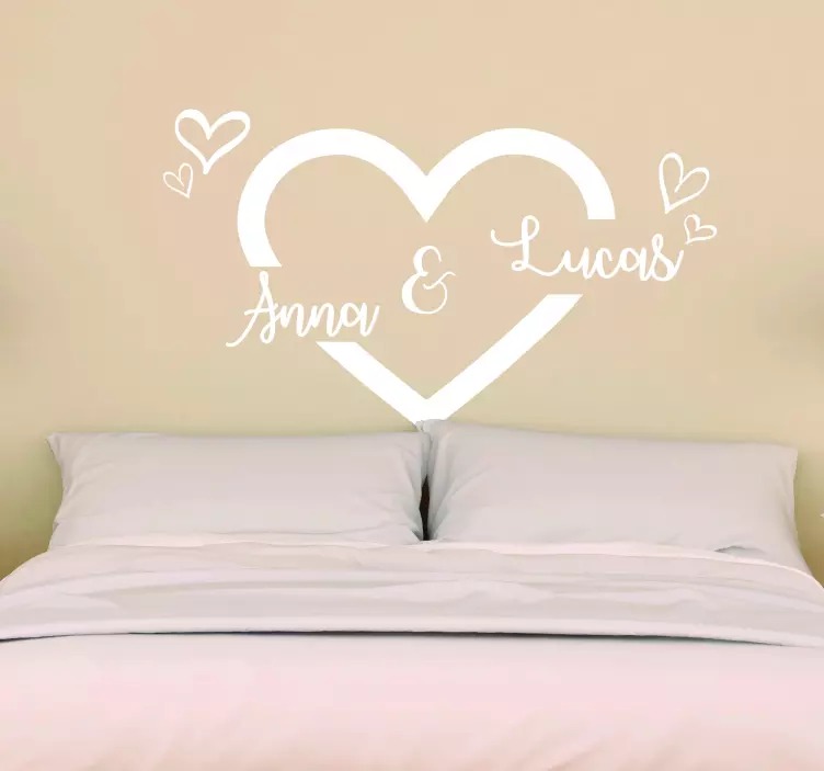 Hjerte med navn valentines dag klistremerke - Tenstickers