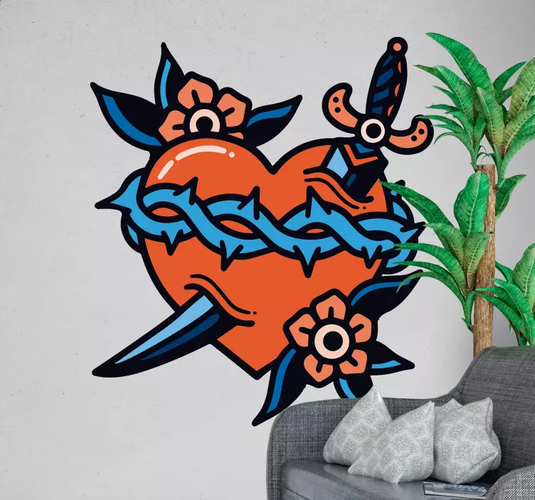 Hjerte og blad kjærlighetsklistremerke - Tenstickers