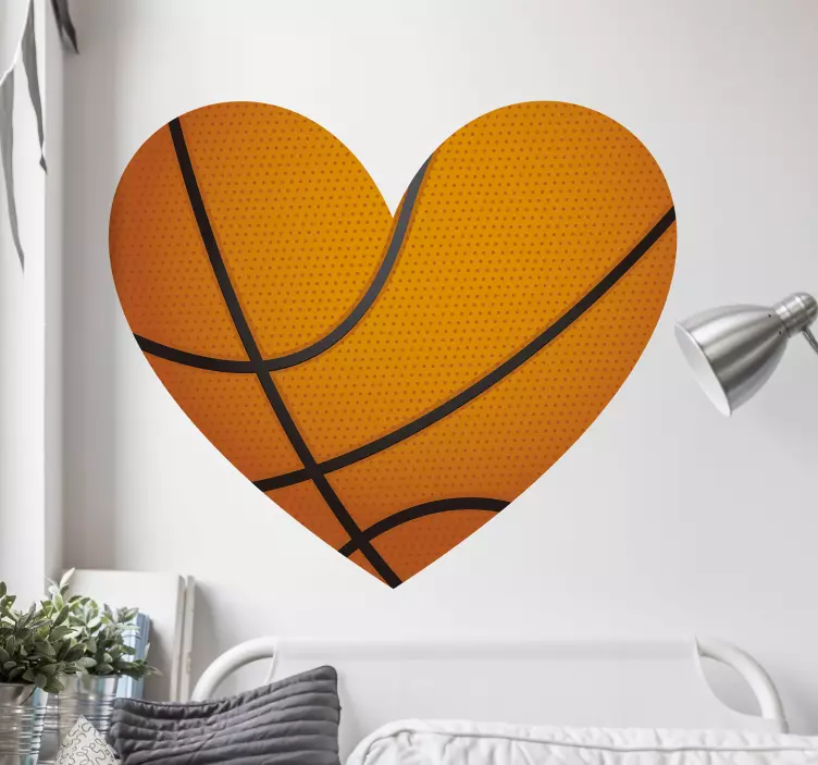 Hjerteformet basketball fotball-klistremerke - Tenstickers
