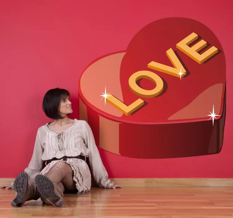 Hjerteformet boks butikkvinduer klistremerke - Tenstickers