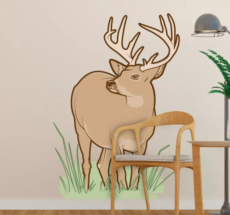 Hjort i gressdyrveggklistremerke - Tenstickers