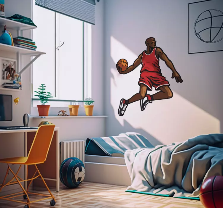 Hopping basketballspiller wallsticker - Tenstickers