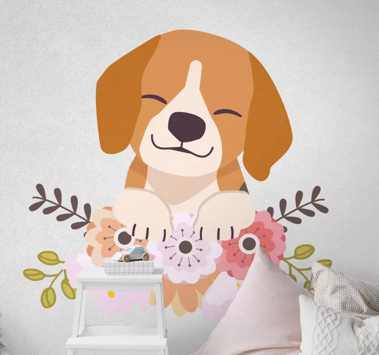 Hund beagle liggende katt klistremerke - Tenstickers