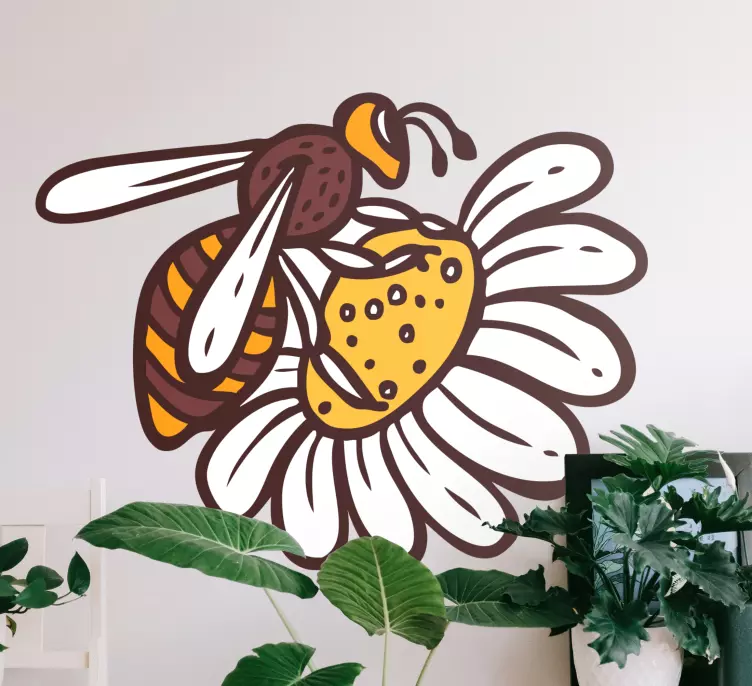 Hvit blomst med bie wallstickers - Tenstickers