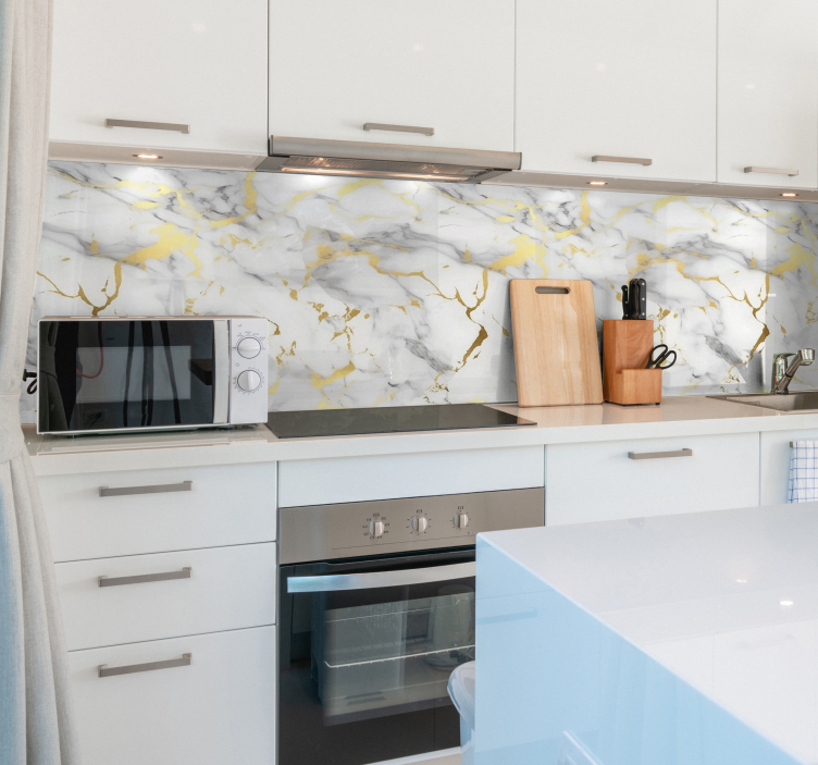 Hvit marmor med gule årer klistremerke  - Tenstickers