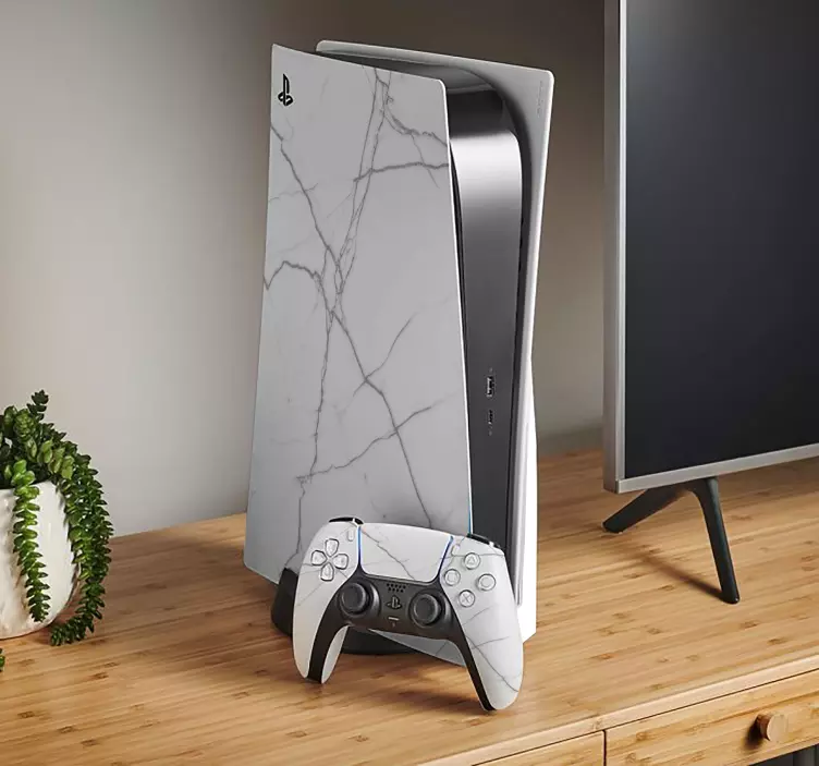 Hvit marmor skin PS5 - Tenstickers