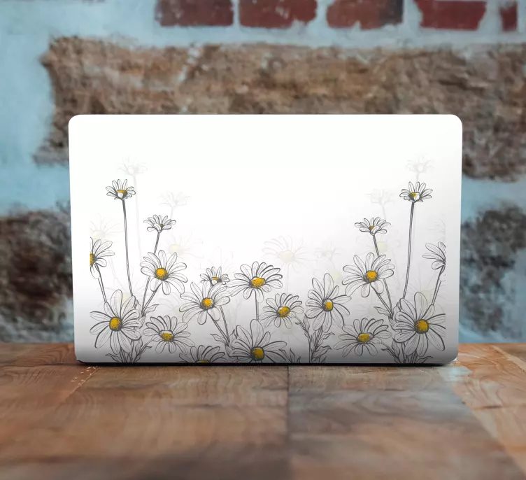 Hvit blomst bakgrunn laptop skins - Tenstickers