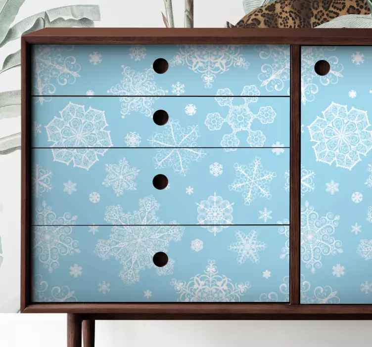 Hvite snøfnugg på blå bakgrunn klistremerker jul - Tenstickers