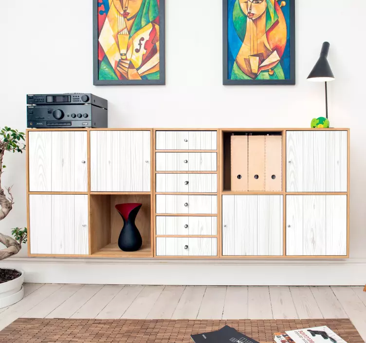 Hvitt tre mønstermøbler klistremerke - Tenstickers