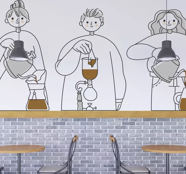 Illustrasjoner av kaffebrygging kokk-klistremerke - Tenstickers