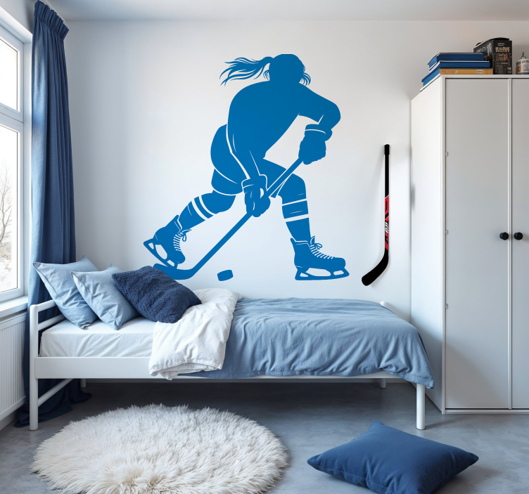 Ishockey kvinne silhuett sport klistremerke - Tenstickers