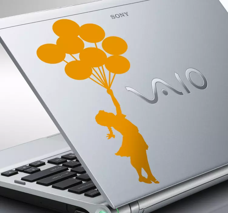Jente med ballonger banksy laptop sticker - Tenstickers