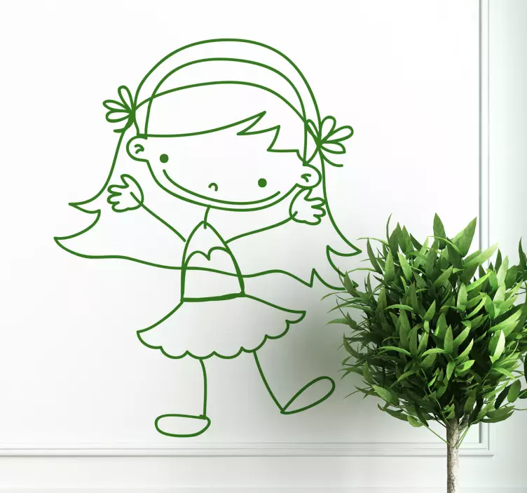 Jente som vinker klistremerke - Tenstickers