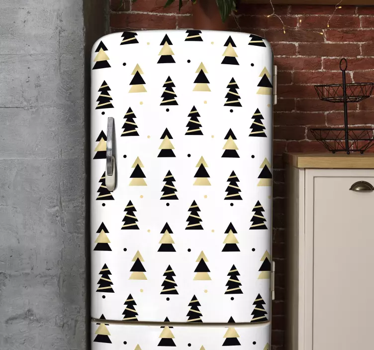 Julen elegant tre mønster kjøleskap klistremerke - Tenstickers