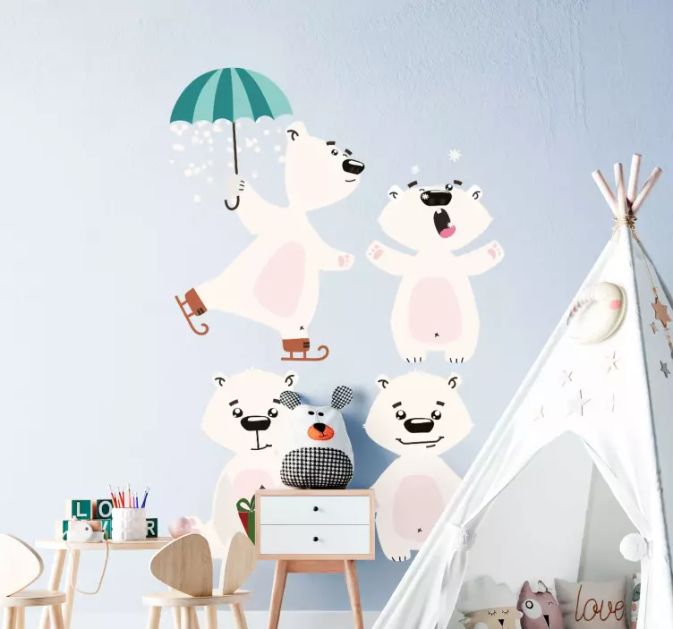 Jul isbjørn jul klistremerke - Tenstickers