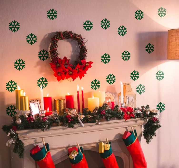 Jul snøflak vegg sticke - Tenstickers