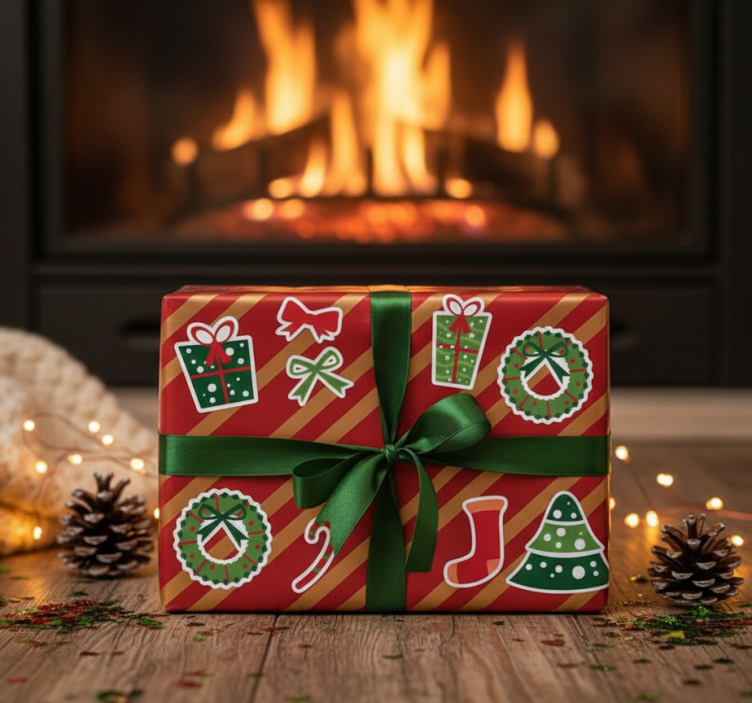 Juleklistremerke med klassiske juleelementer - Tenstickers