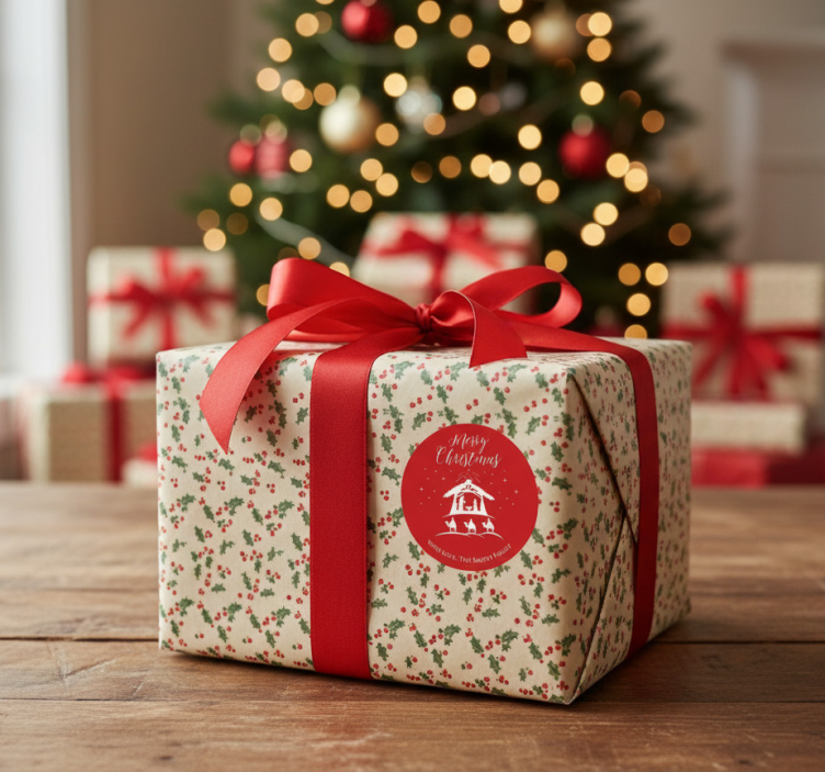 Juleklistremerke med personlig navn til gaver - Tenstickers