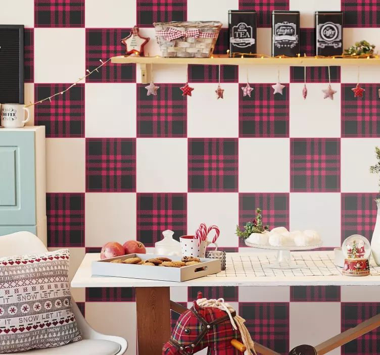 Klistremerke for fliser på tartanmønster - Tenstickers