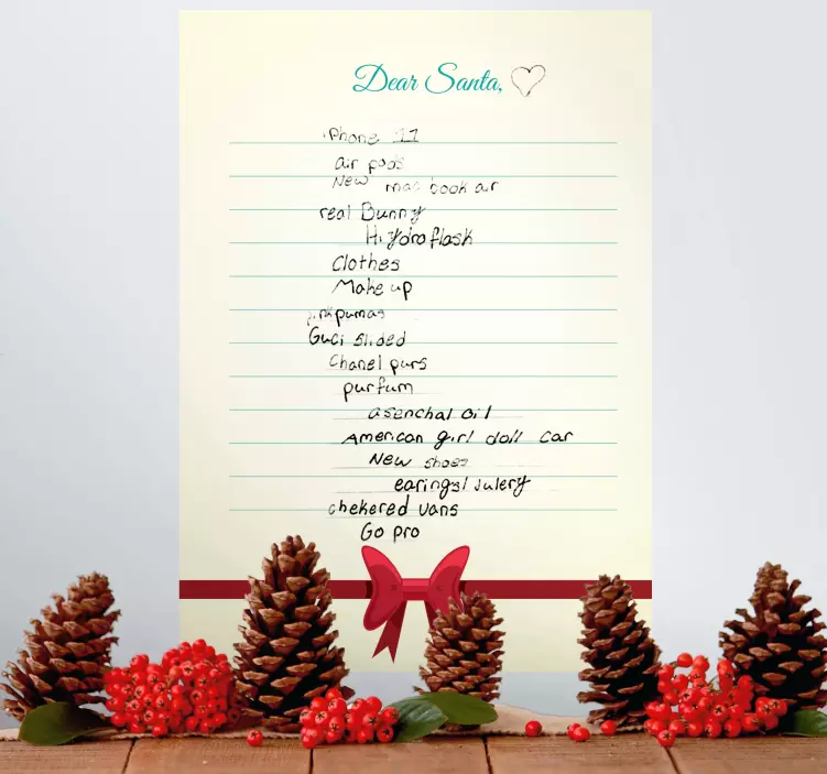 Juletre med tilpasset ønskeliste tavle klistremerker - Tenstickers