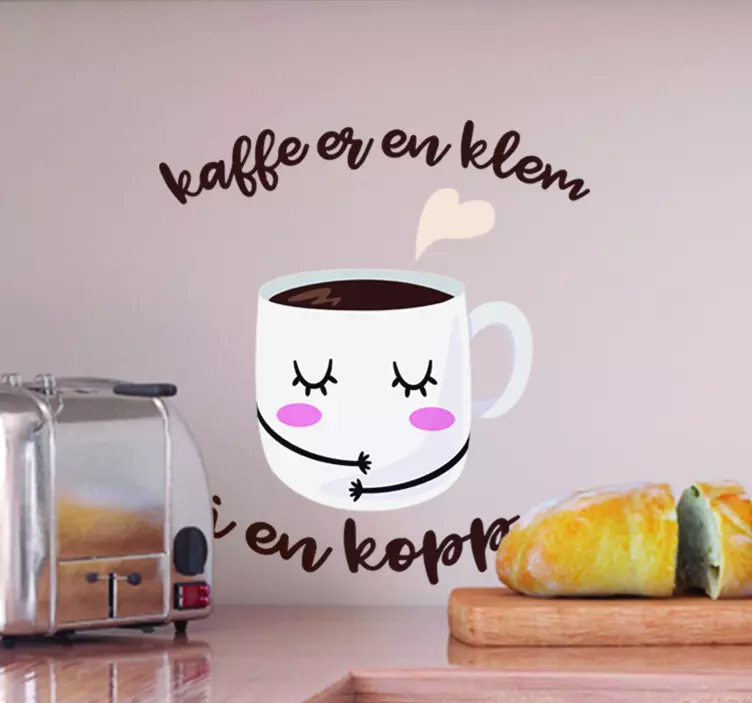 Kaffe er en klatre i en kopi tekst klistremerke - Tenstickers