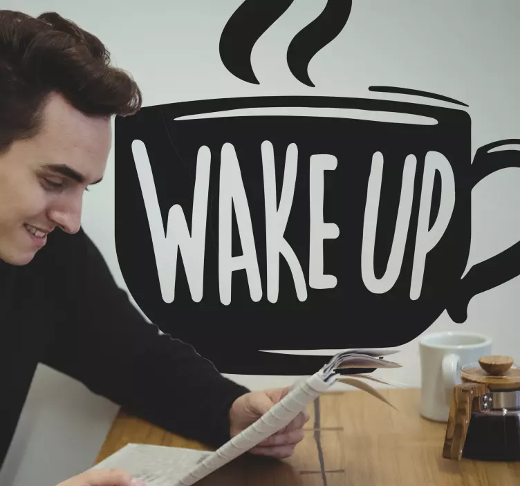 Kaffe sitat våkne tekst vegg klistremerke - Tenstickers