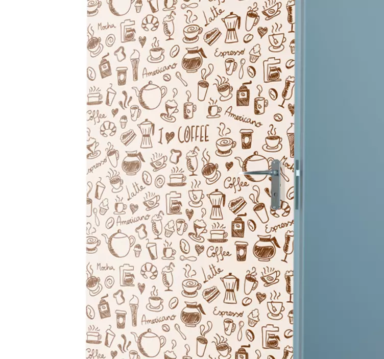 Kaffekopper tegninger dør klistremerke - Tenstickers