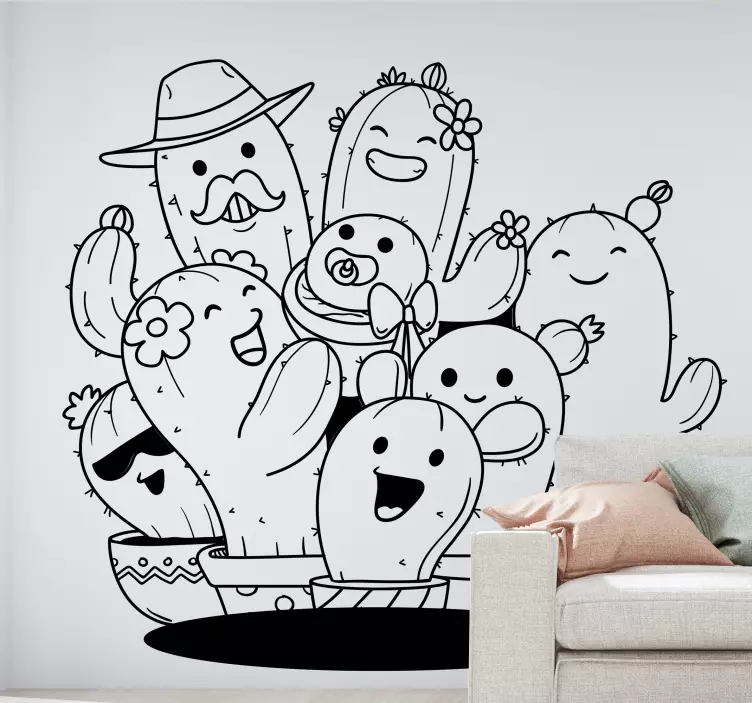 Kaktus familie blomst wallstickers - Tenstickers