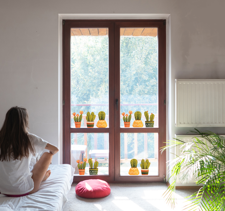 Kaktus former klistremerker til vindu - Tenstickers