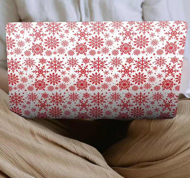 Karmosinrødt snøfnuggmotiv bærbar klistremerke - Tenstickers