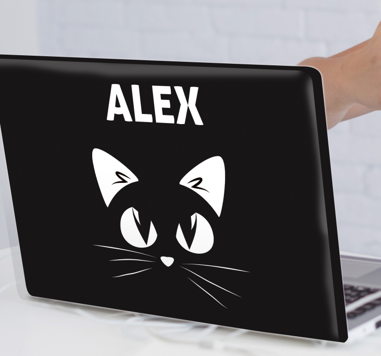 Katt silhuett på svart bakgrunn laptop skins - Tenstickers