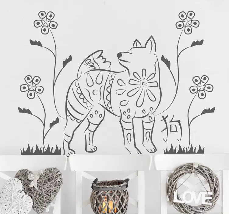 Kinesisk nyttårs klistremerke til hunde - Tenstickers