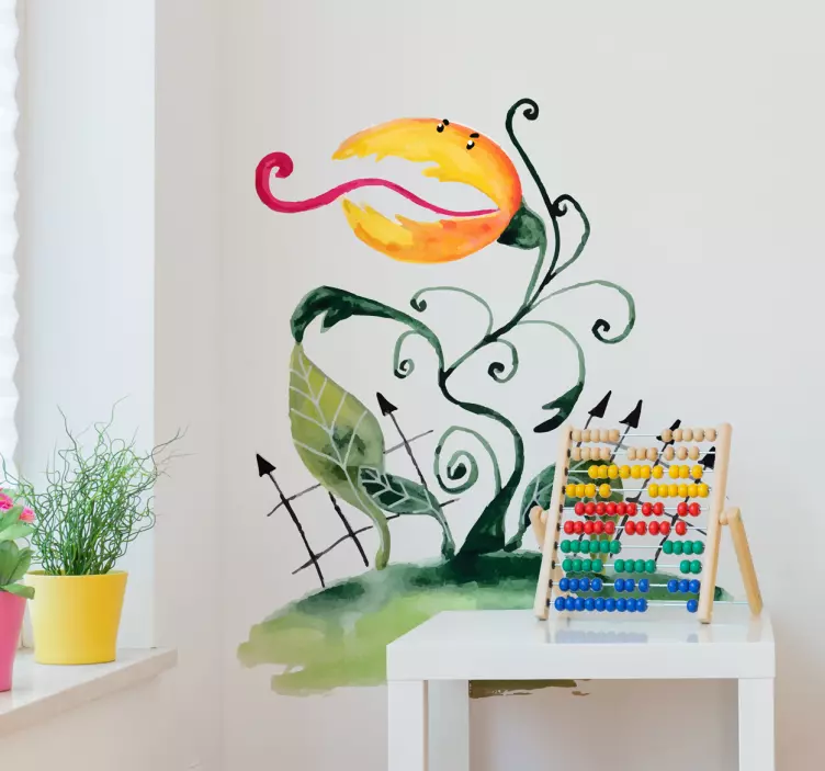 Kjøttetende plante tegning halloween klistremerke - Tenstickers