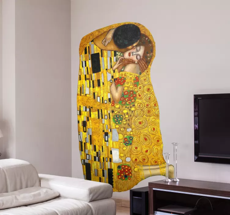 Klimt 'the kiss' maleri på veggen - Tenstickers