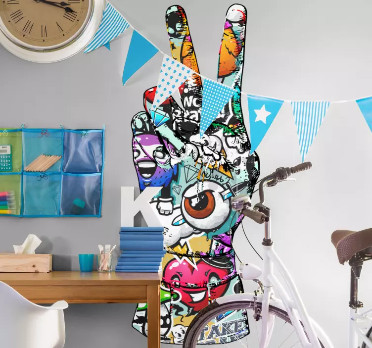 Klistremerke dyr fargerik fredshånd - Tenstickers