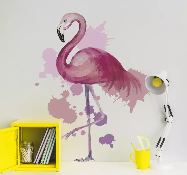 Klistremerke dyr flamingo sprut kunst - Tenstickers
