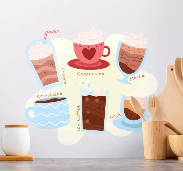Klistremerke dyr kaffevarianter og smaker - Tenstickers